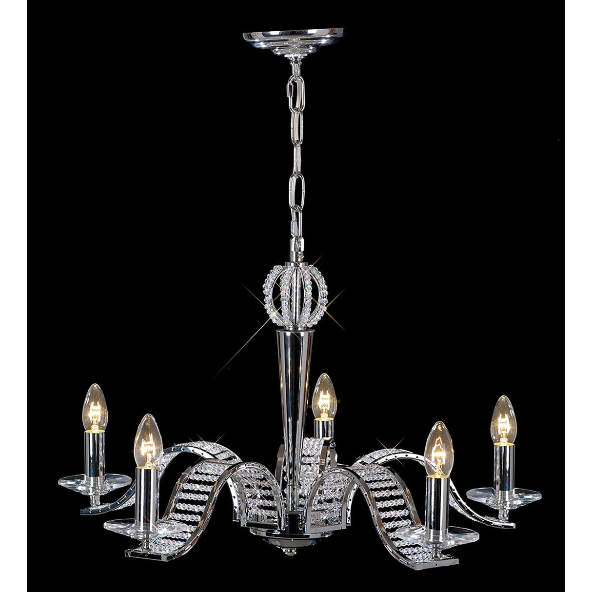 Niobe 72cm 5 Light Crystal Chandelier - Polished Chrome