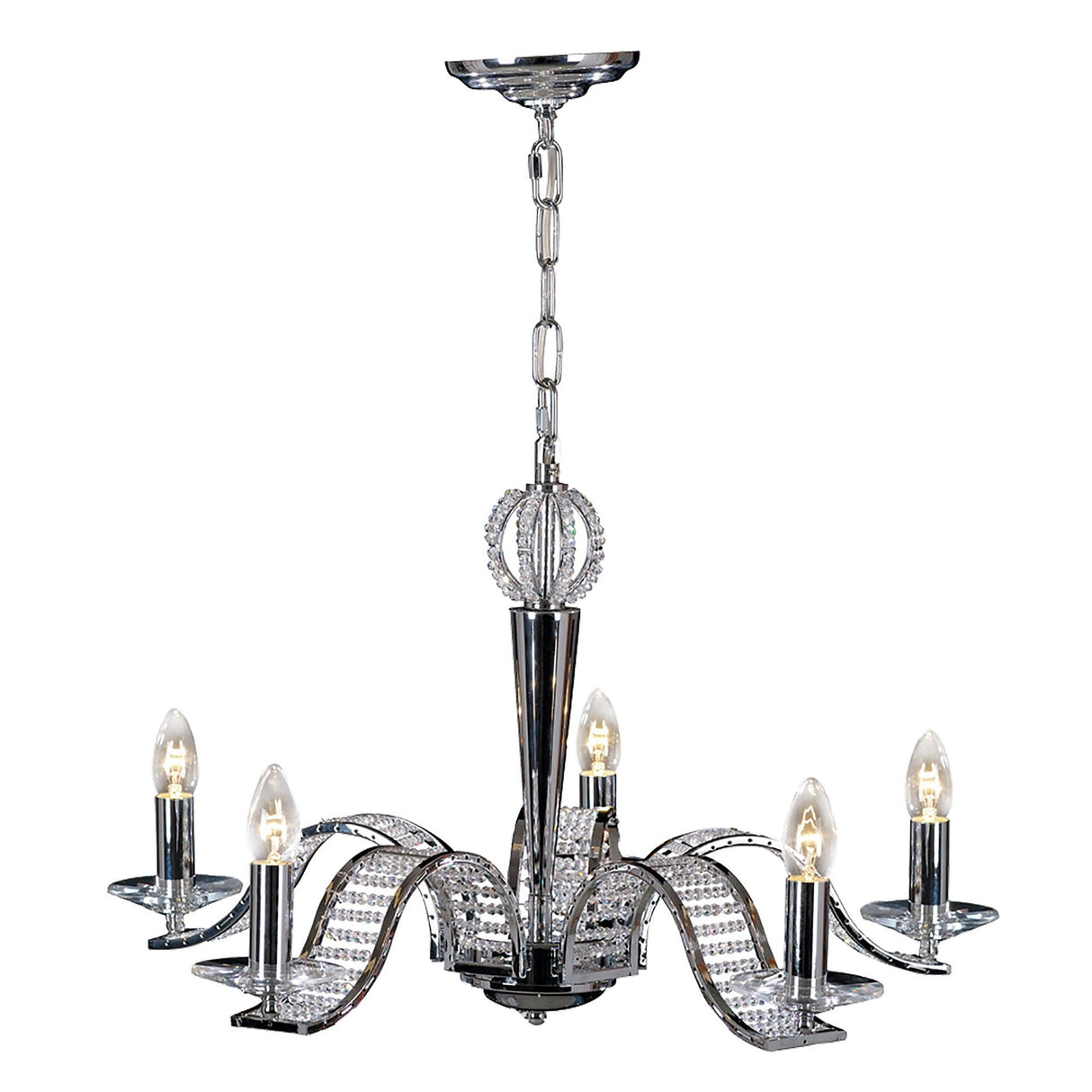 Niobe 72cm 5 Light Crystal Chandelier - Polished Chrome