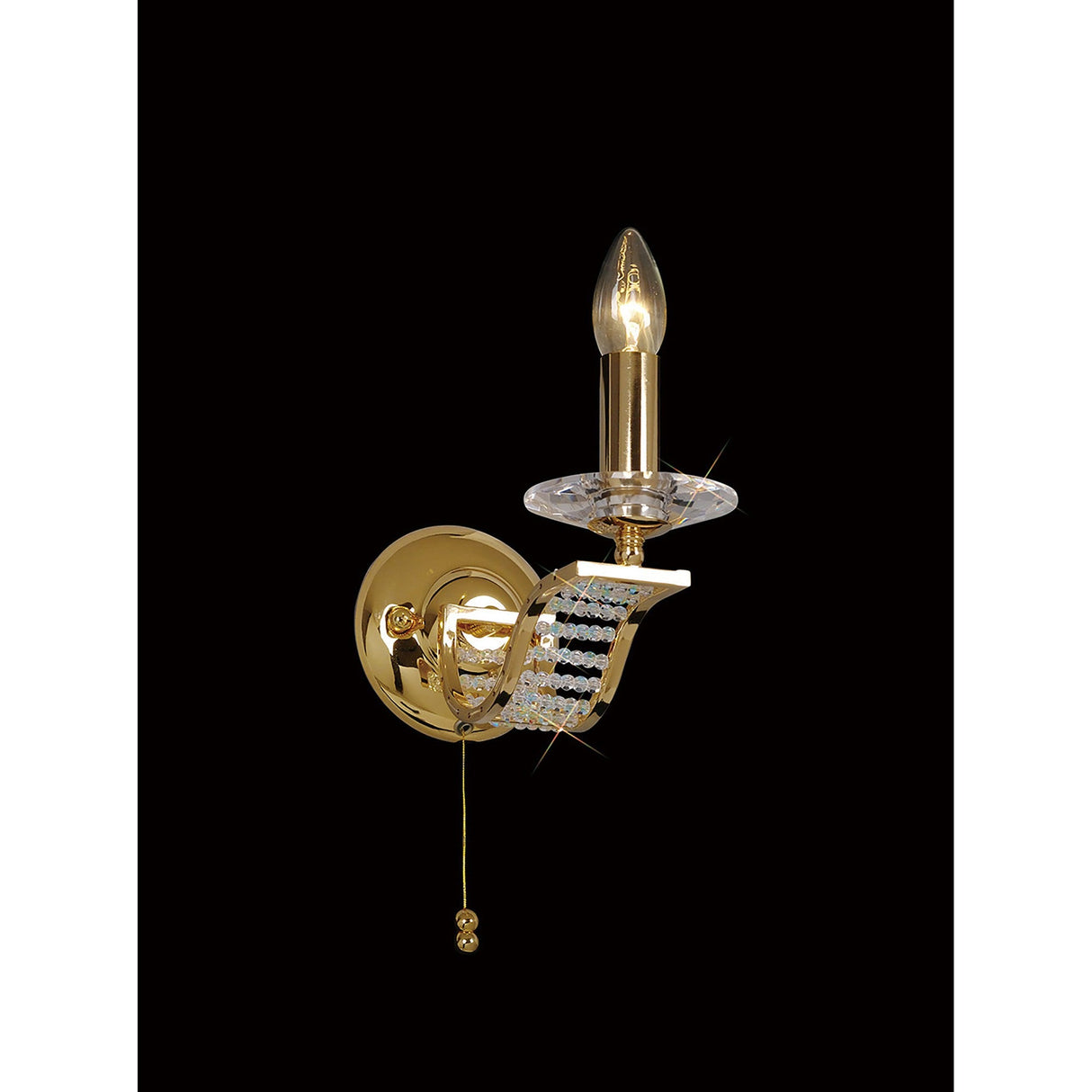 Niobe 1 Light Crystal Wall Light With Switch - Gold