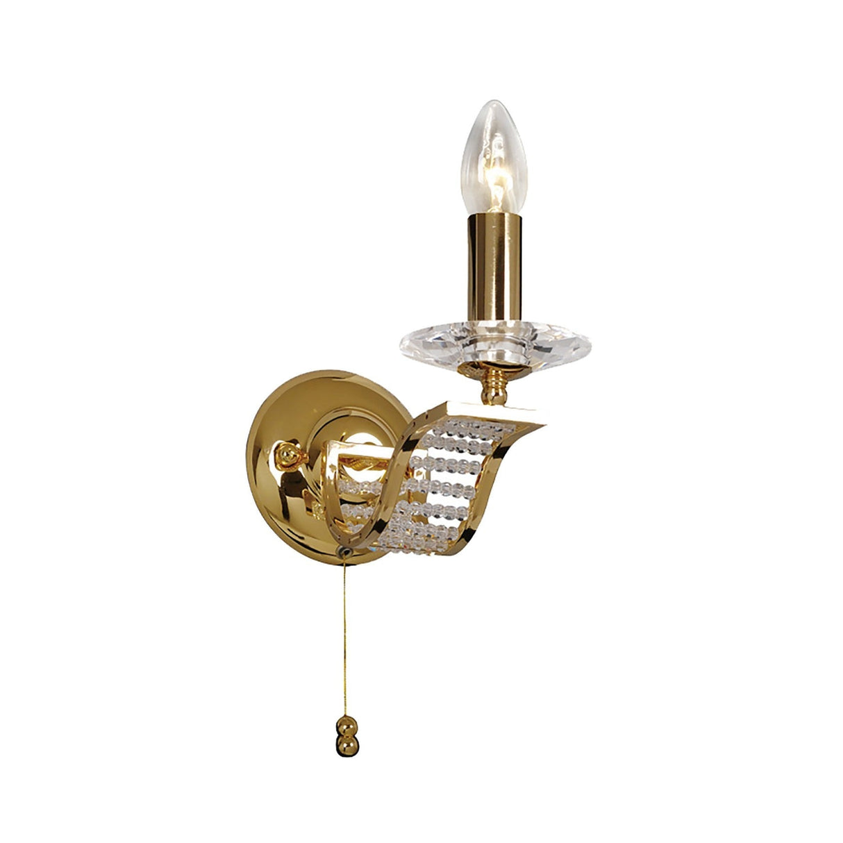 Niobe 1 Light Crystal Wall Light With Switch - Gold