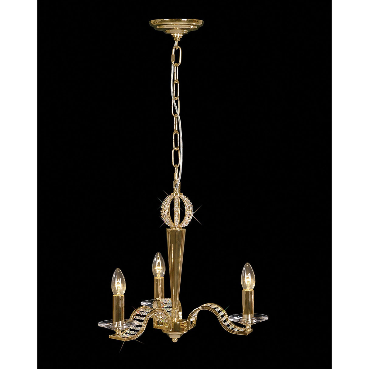 Niobe 53cm 3 Light Crystal Chandelier - French Gold