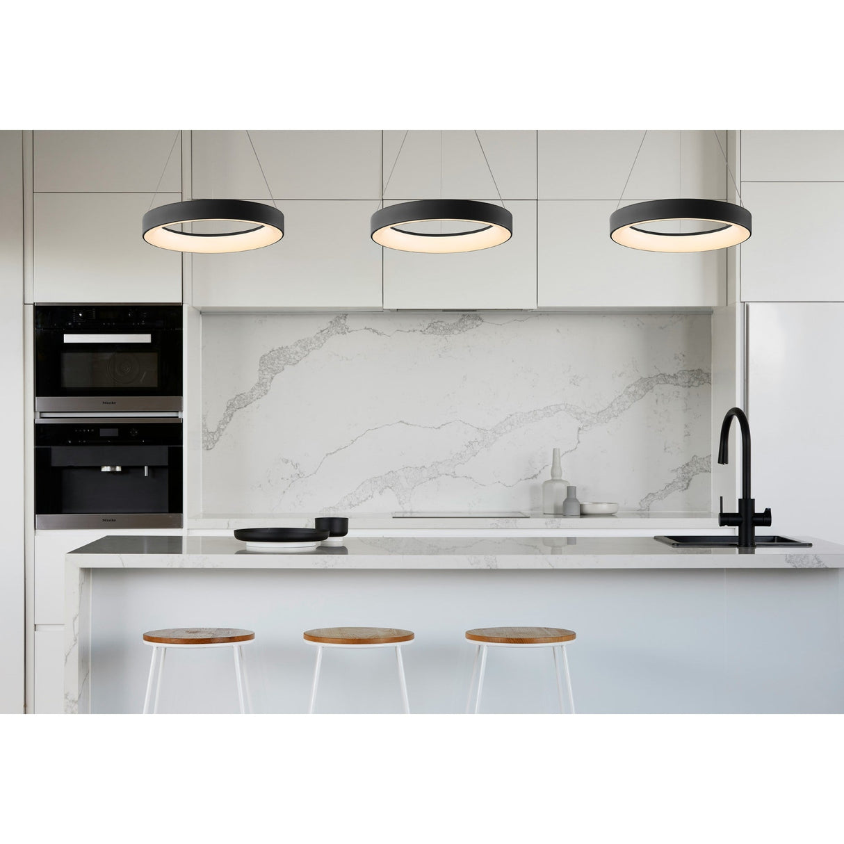 Niseko 38cm CCT LED Suspension Light With Remote Control & App - Black