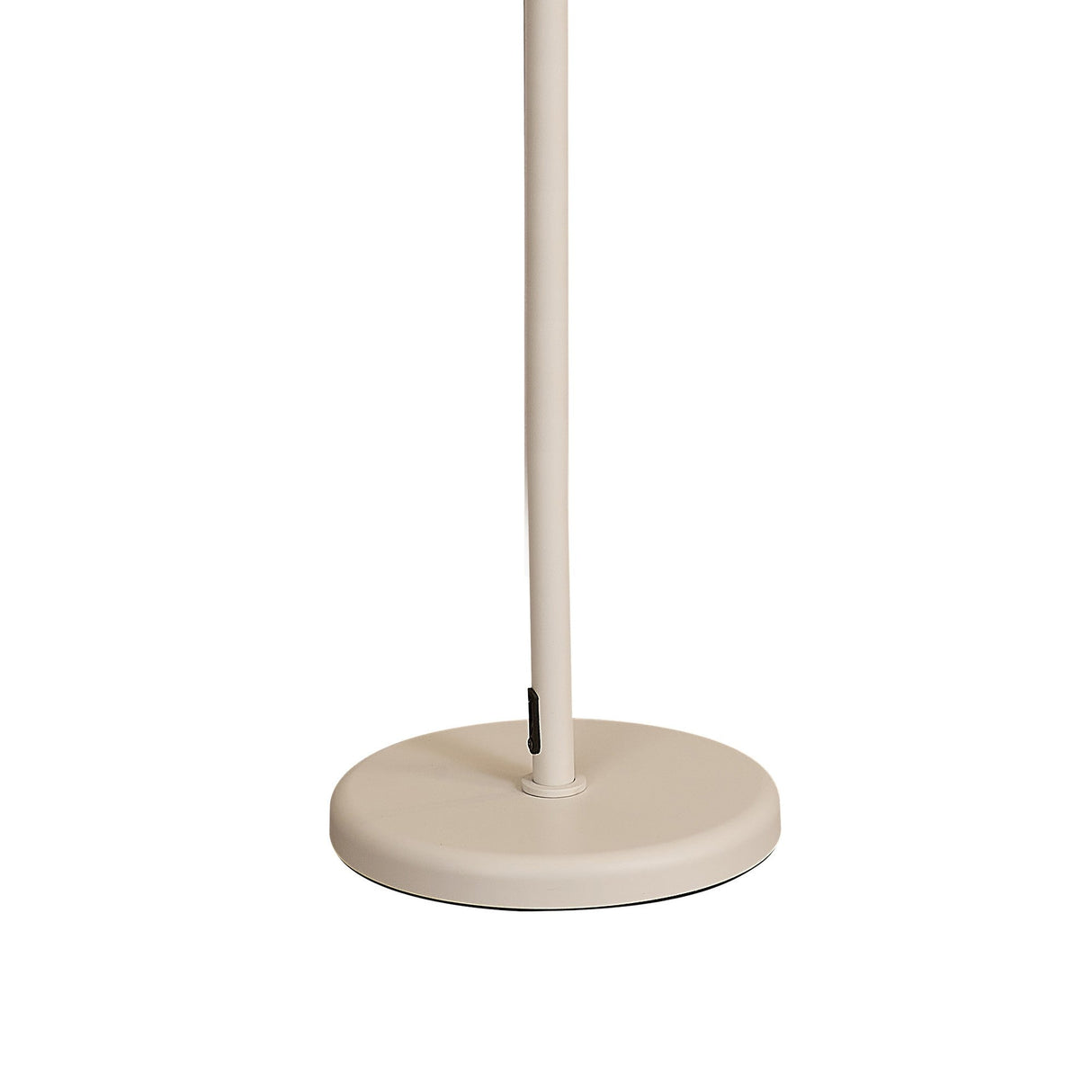 A close-up of the Noa II Touch Dimmer LED Floor Lamp 15W 3000K in white shows its modern round base, vertical pole, and built-in touch dimmer for easy brightness control.