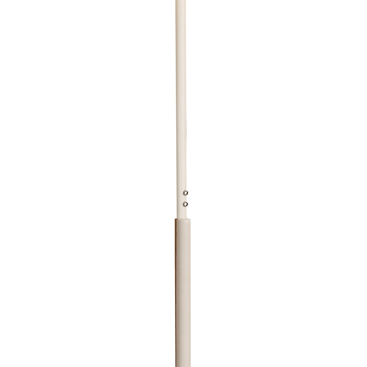 The Noa II Touch Dimmer LED Floor Lamp 15W 3000K features a white telescopic pole with a slimmer top section that fits into a wider base, two small metal buttons at the overlap, and a modern, minimalist design set against a white background.