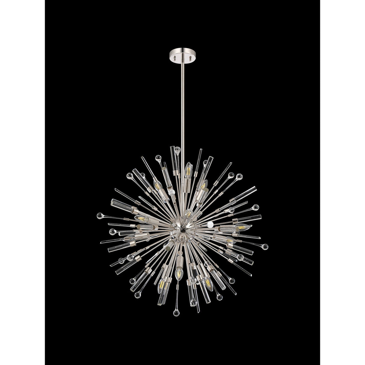 Noon 12 Light Glass Pendant Light – Polished Nickel