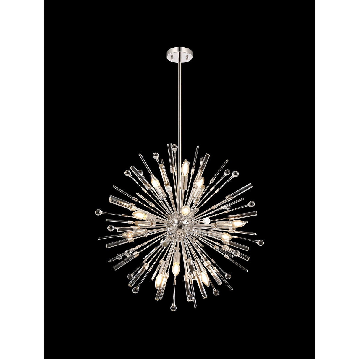 Noon 12 Light Glass Pendant Light – Polished Nickel