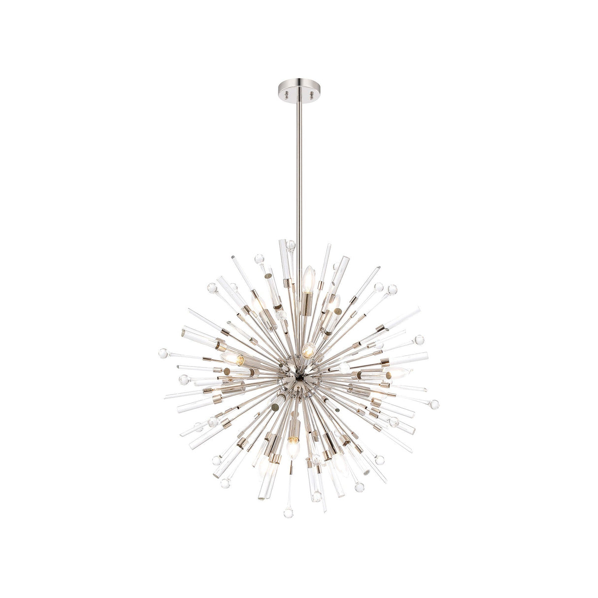 Noon 12 Light Glass Pendant Light – Polished Nickel