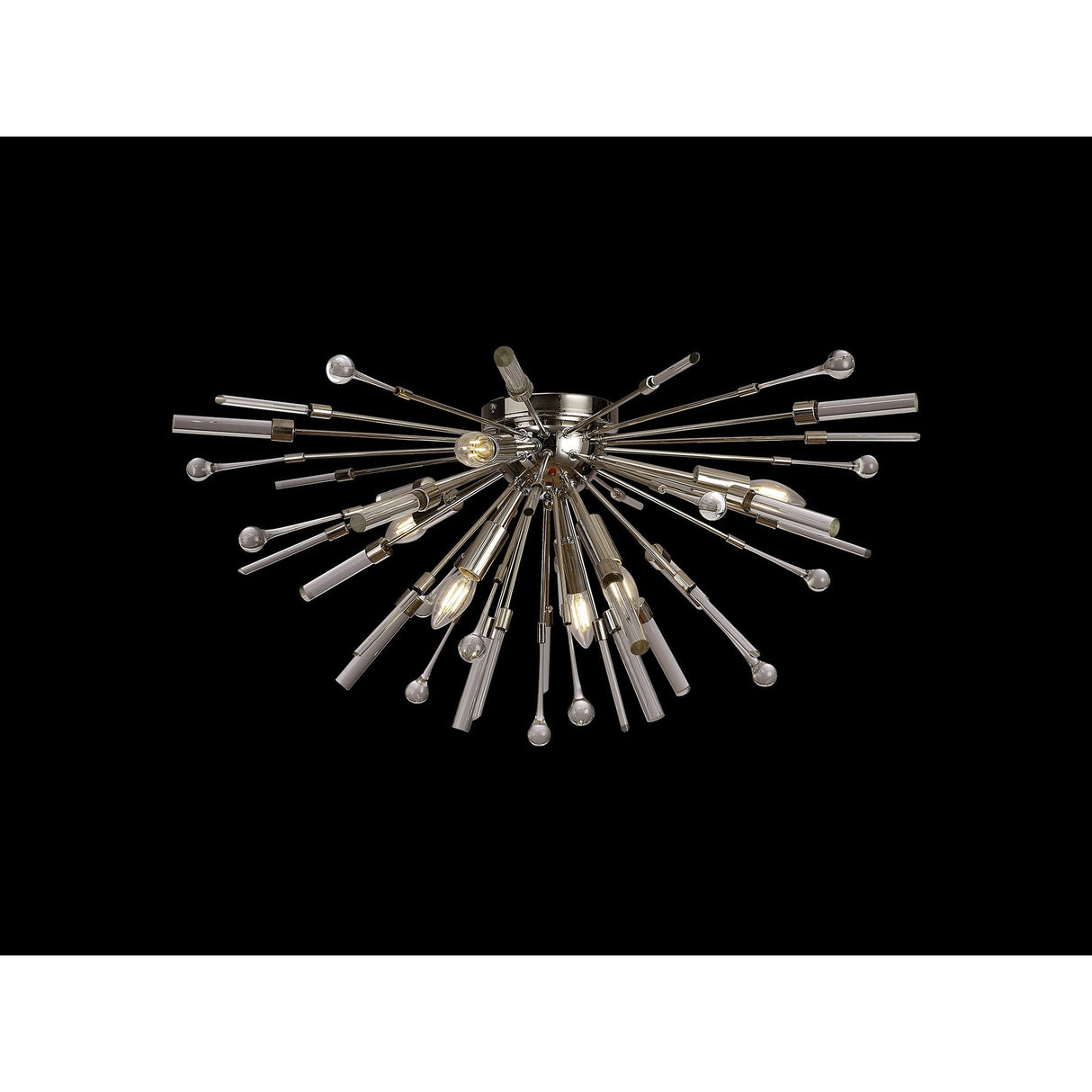 Noon 6 Light Glass Semi-Flush Ceiling Light - Polished Nickel