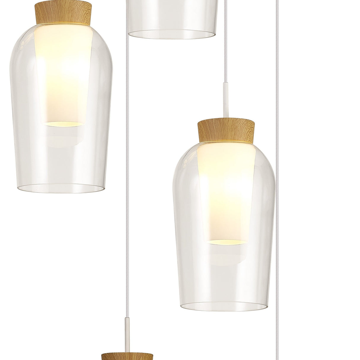 Nora 5 Light Frosted Glass Cluster Pendant Light - White & Brown