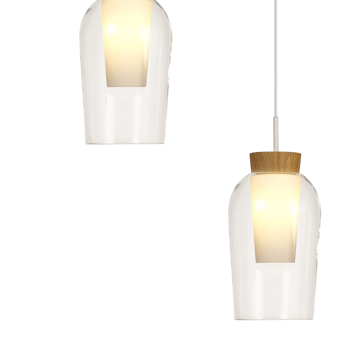 Nora 5 Light Frosted Glass Cluster Pendant Light - White & Brown