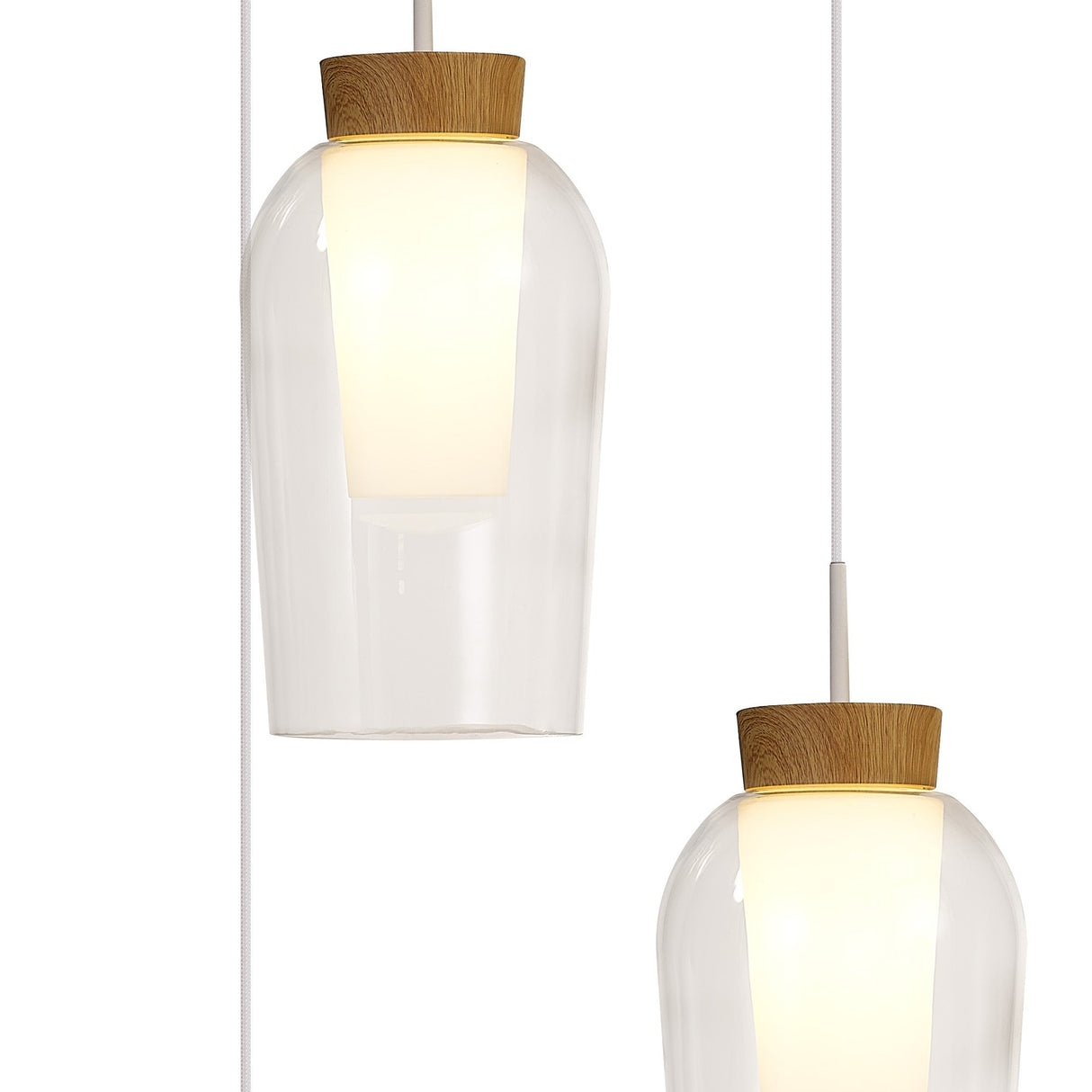 Nora 3 Light Frosted Glass Cluster Pendant Light - White & Brown