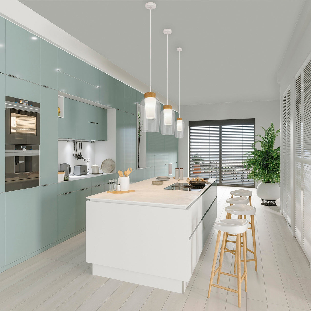 Nora 18cm Adjustable 1 Light Glass Pendant Light - White & Frosted