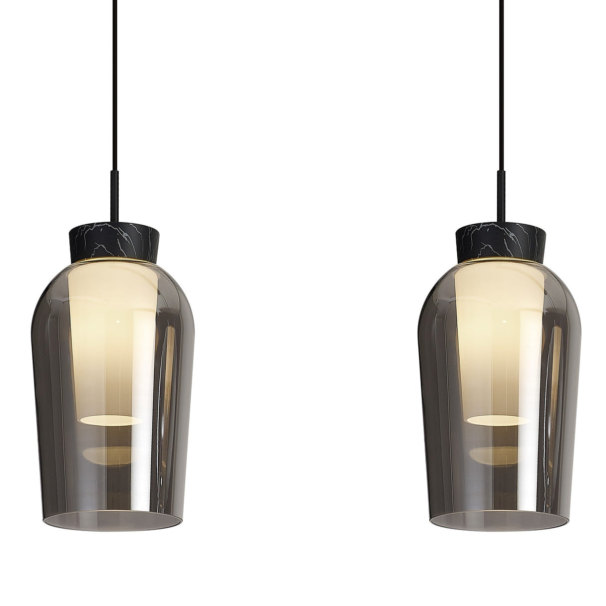 Nora 3 Light Glass Bar Pendant Light - Black & Chrome & Frosted