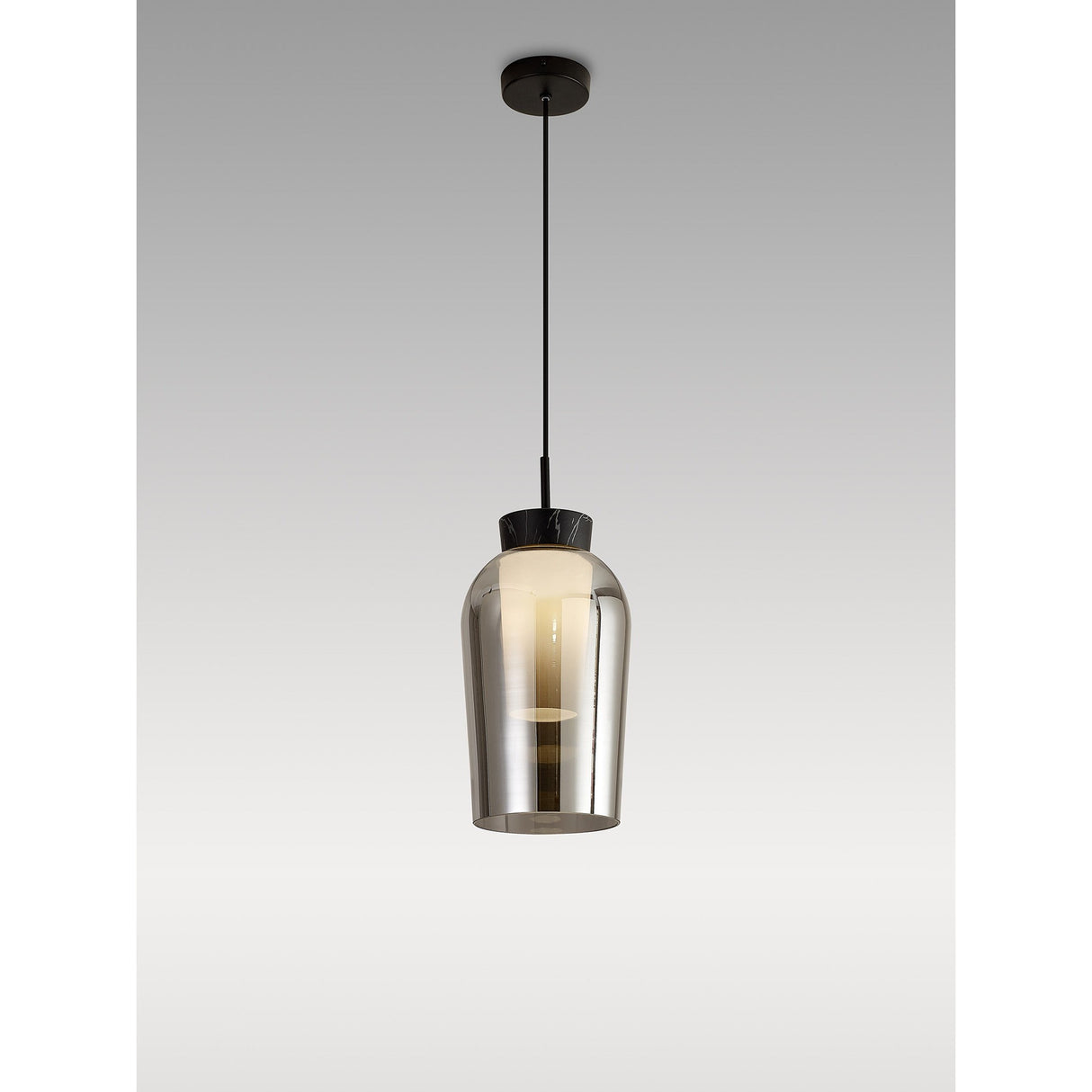 Nora 18cm Adjustable 1 Light Glass Pendant Light - Black & Frosted