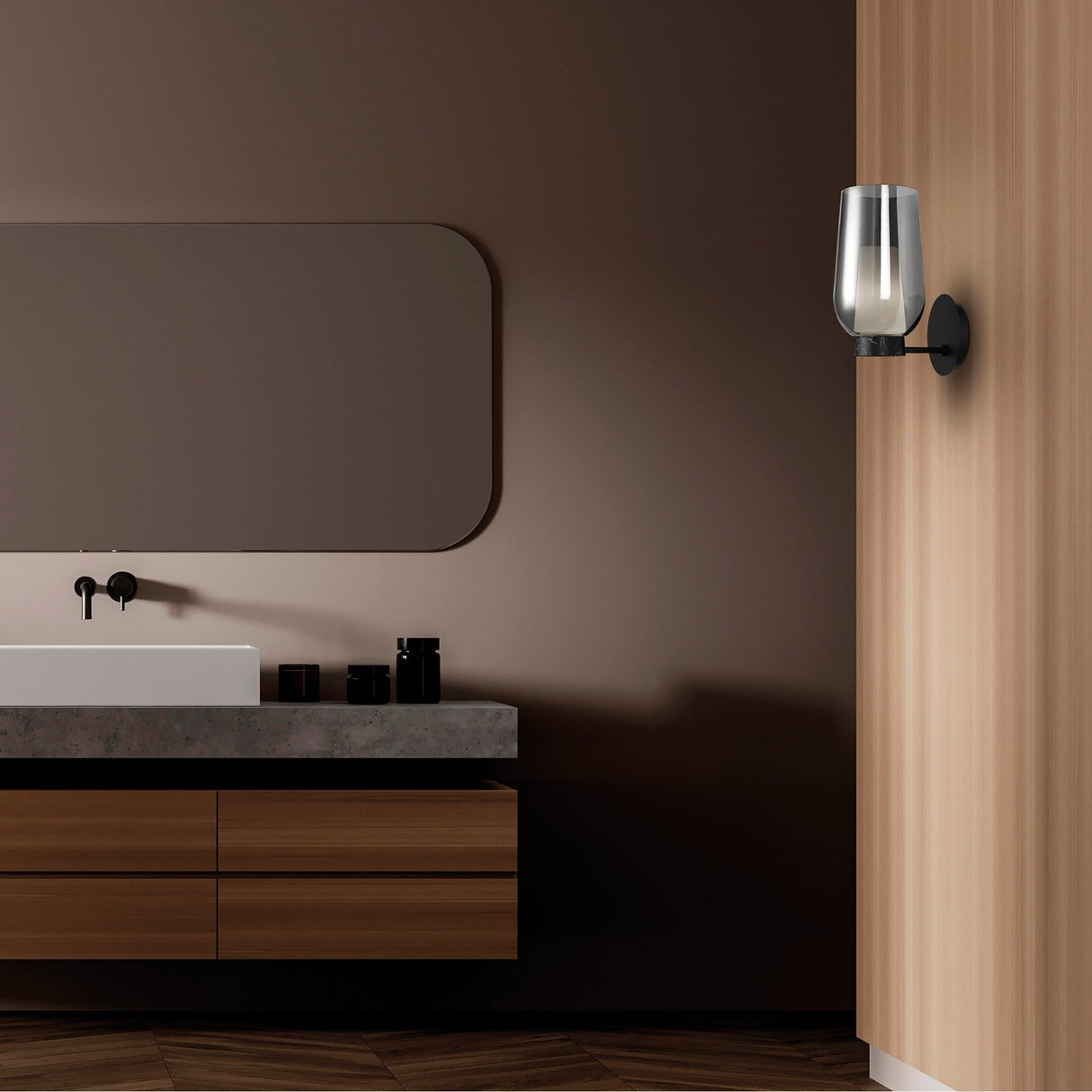 Nora 1 Light Glass Wall Light - Black/Black Marble