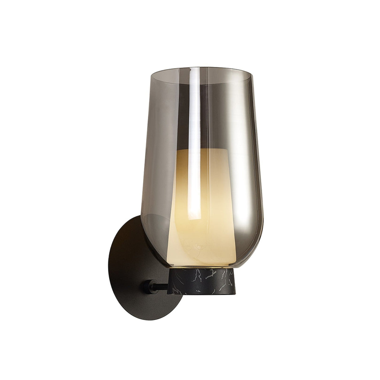 Nora 1 Light Glass Wall Light - Black/Black Marble