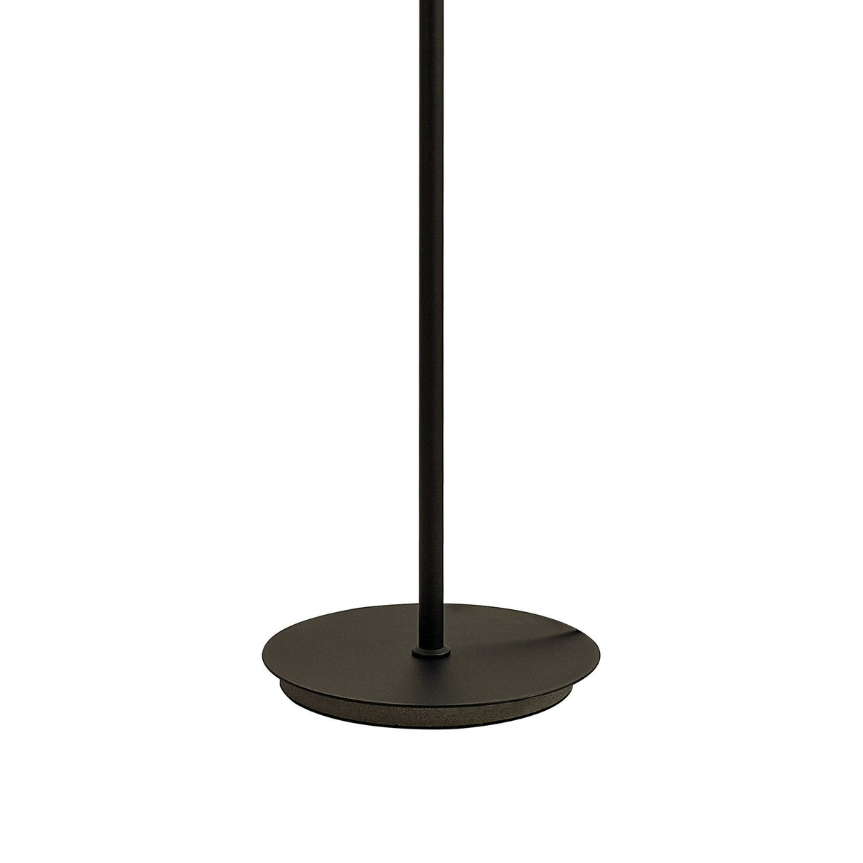 A close-up of the Nora 1 Light Chrome Glass Floor Lamp showcases its modern design, featuring a black marble base with a round, flat bottom and a slim vertical pole in black.