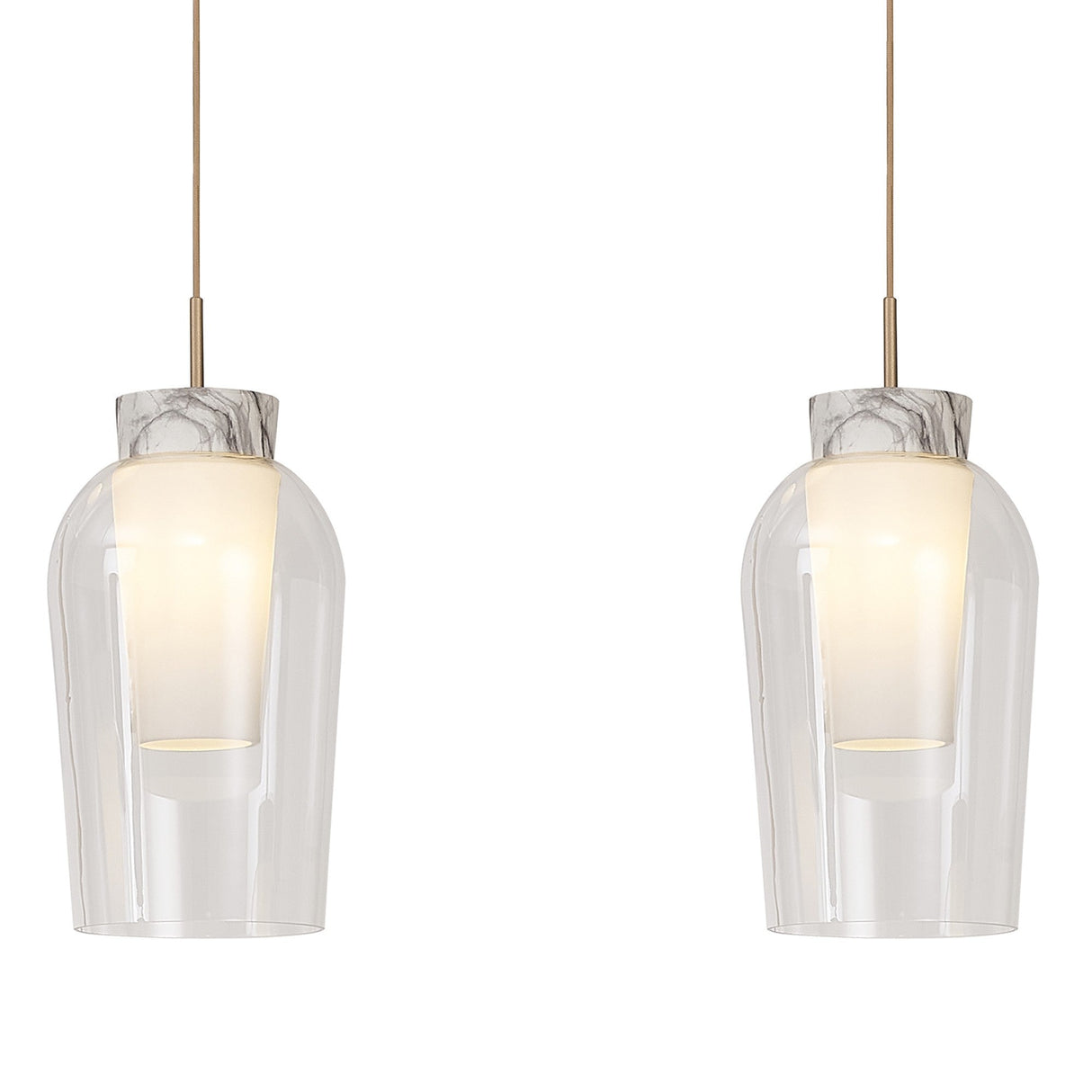 Nora 3 Light Glass Bar Pendant Light - Gold & White & Frosted