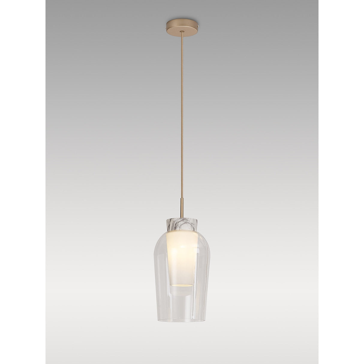 Nora 18cm Adjustable 1 Light Glass Pendant Light - Gold & Frosted