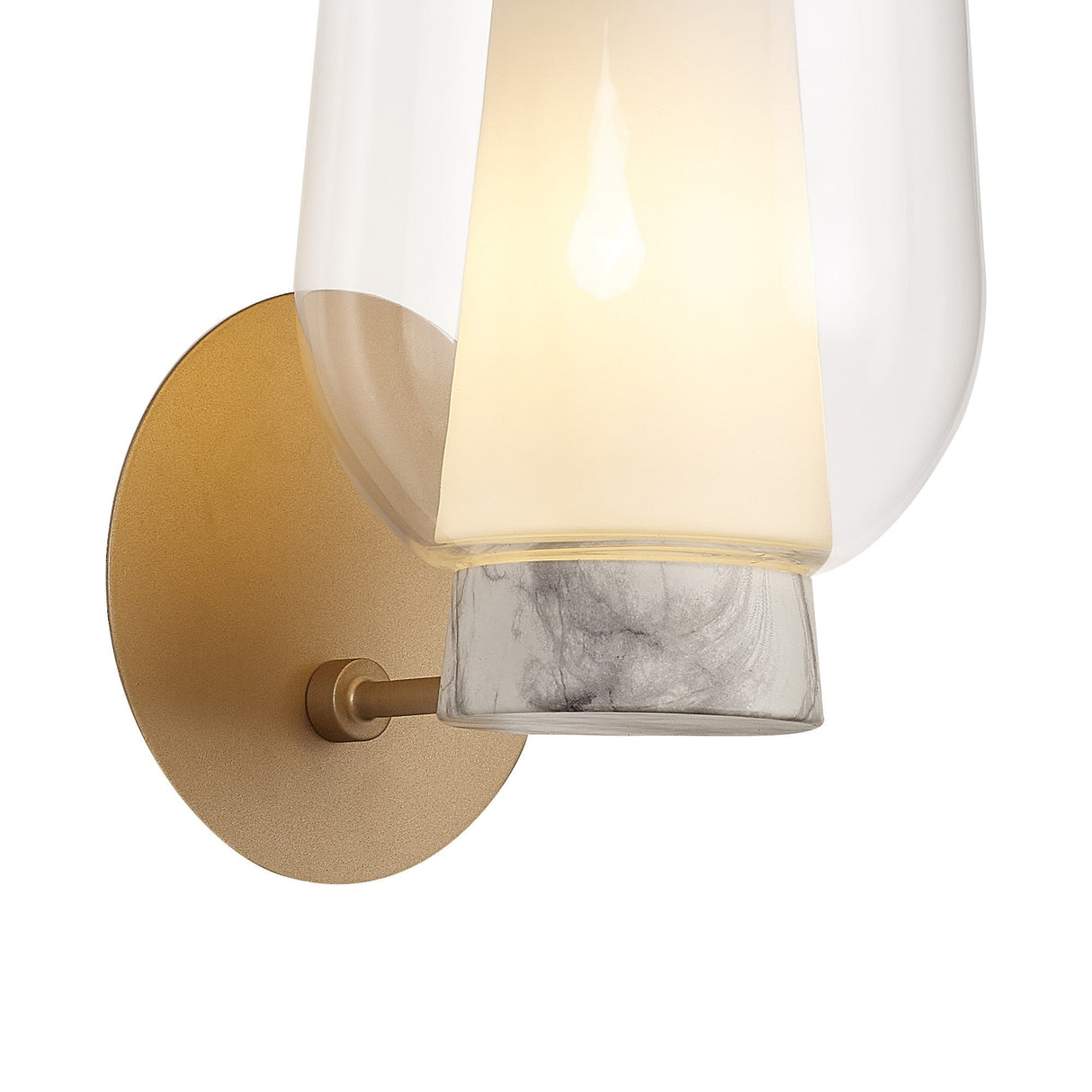 Nora 1 Light Glass Wall Light - Gold/White