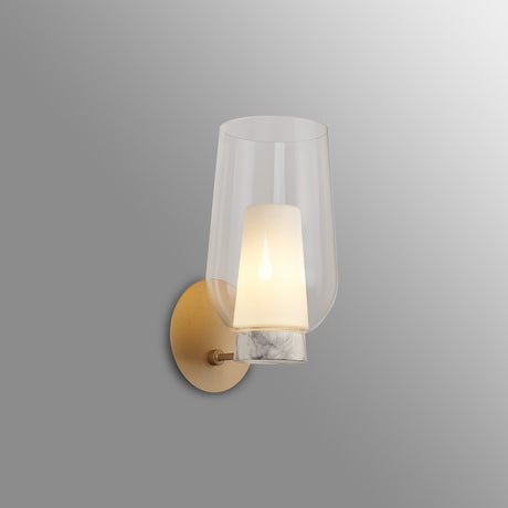 Nora 1 Light Glass Wall Light - Gold/White