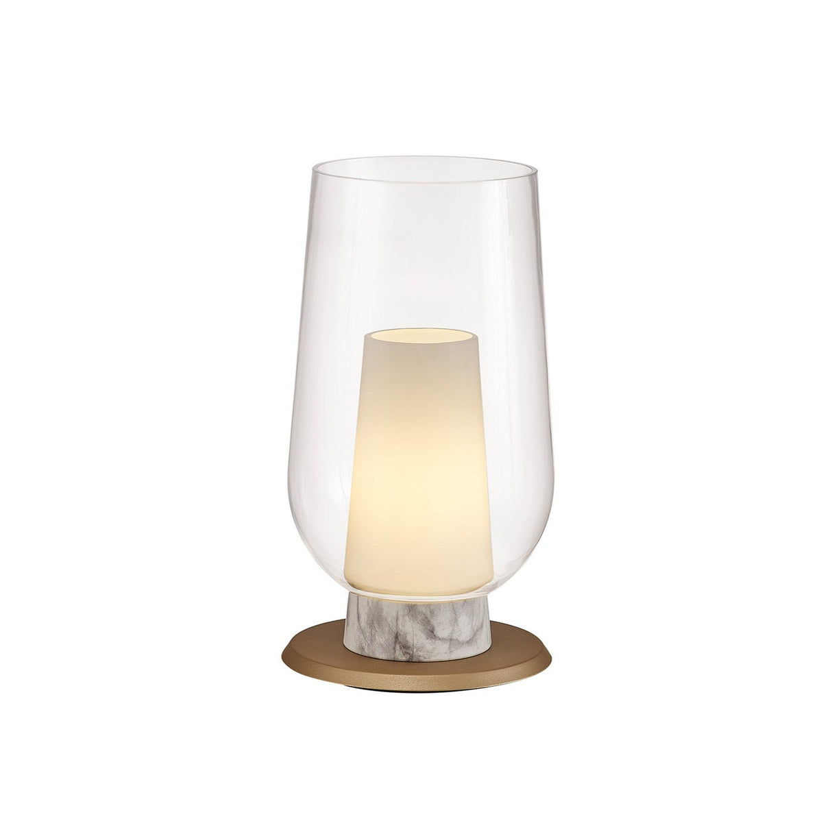 Nora 1 Light Clear Glass With Frosted Inner Table Lamp - White/Clear