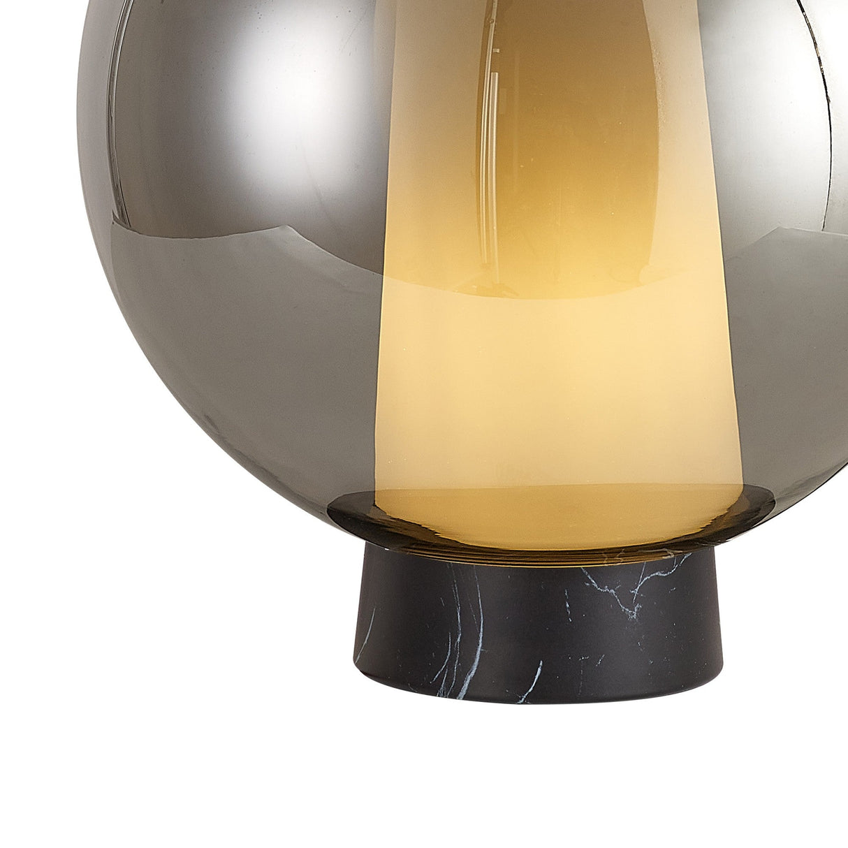 Nora Ball 1 Light Chrome Glass Table Lamp - Black/Black Marble