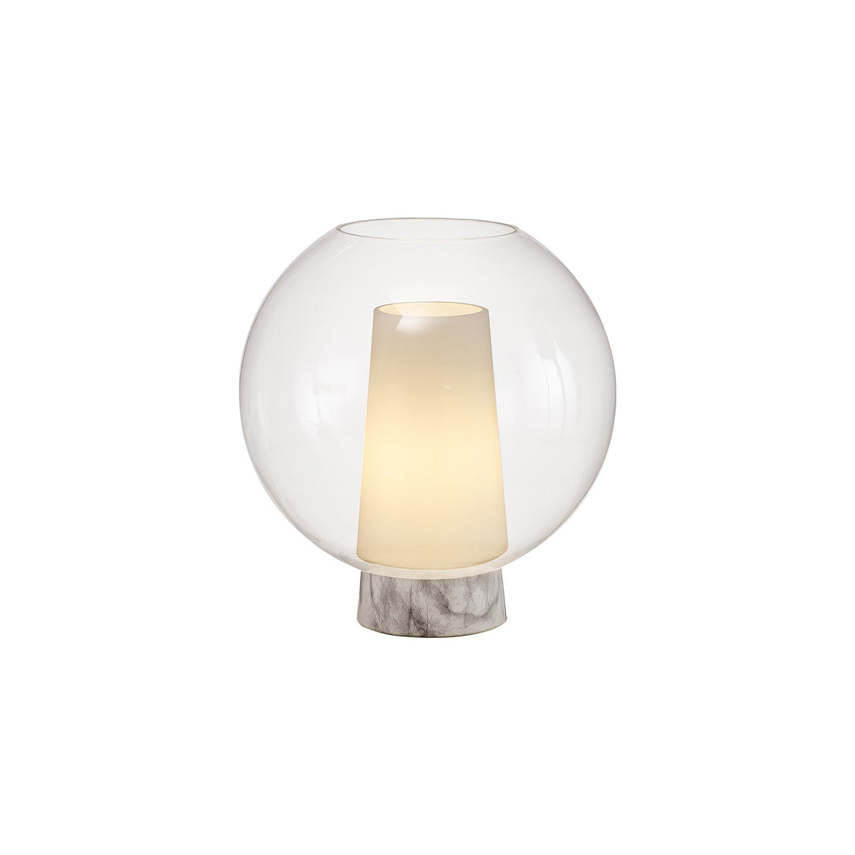 Nora Ball 1 Light Clear Glass Table Lamp - Gold/White