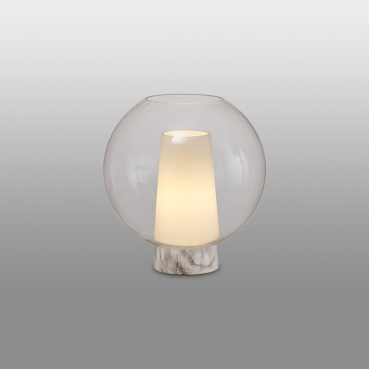 Nora Ball 1 Light Clear Glass Table Lamp - Gold/White