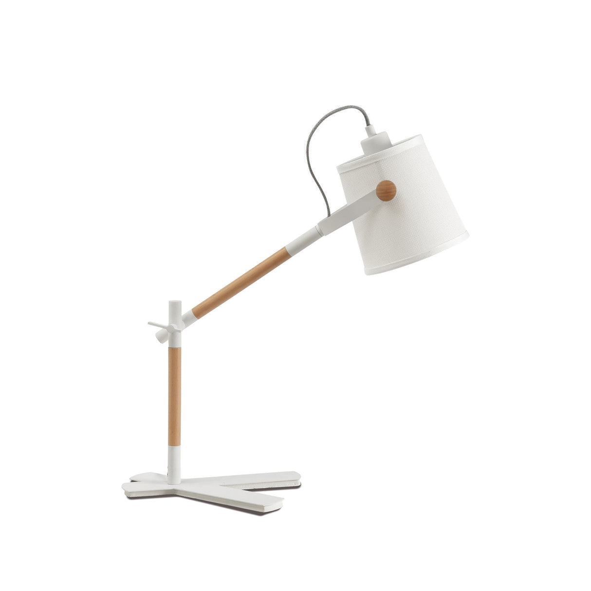 Nordica Table Lamp - Matt White/Beech With Ivory White Shade