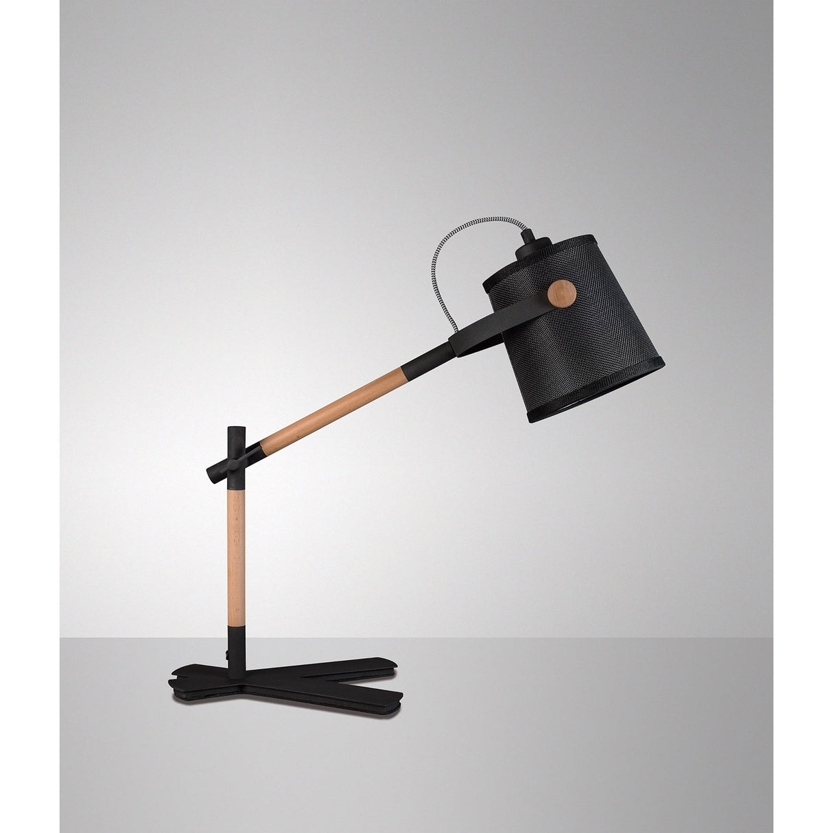 Nordica Table Lamp - Matt Black/Beech With Black Shade