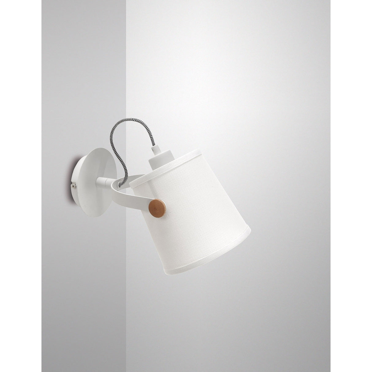 Nordica 1 Light Single Spotlight - Matt White/Beech