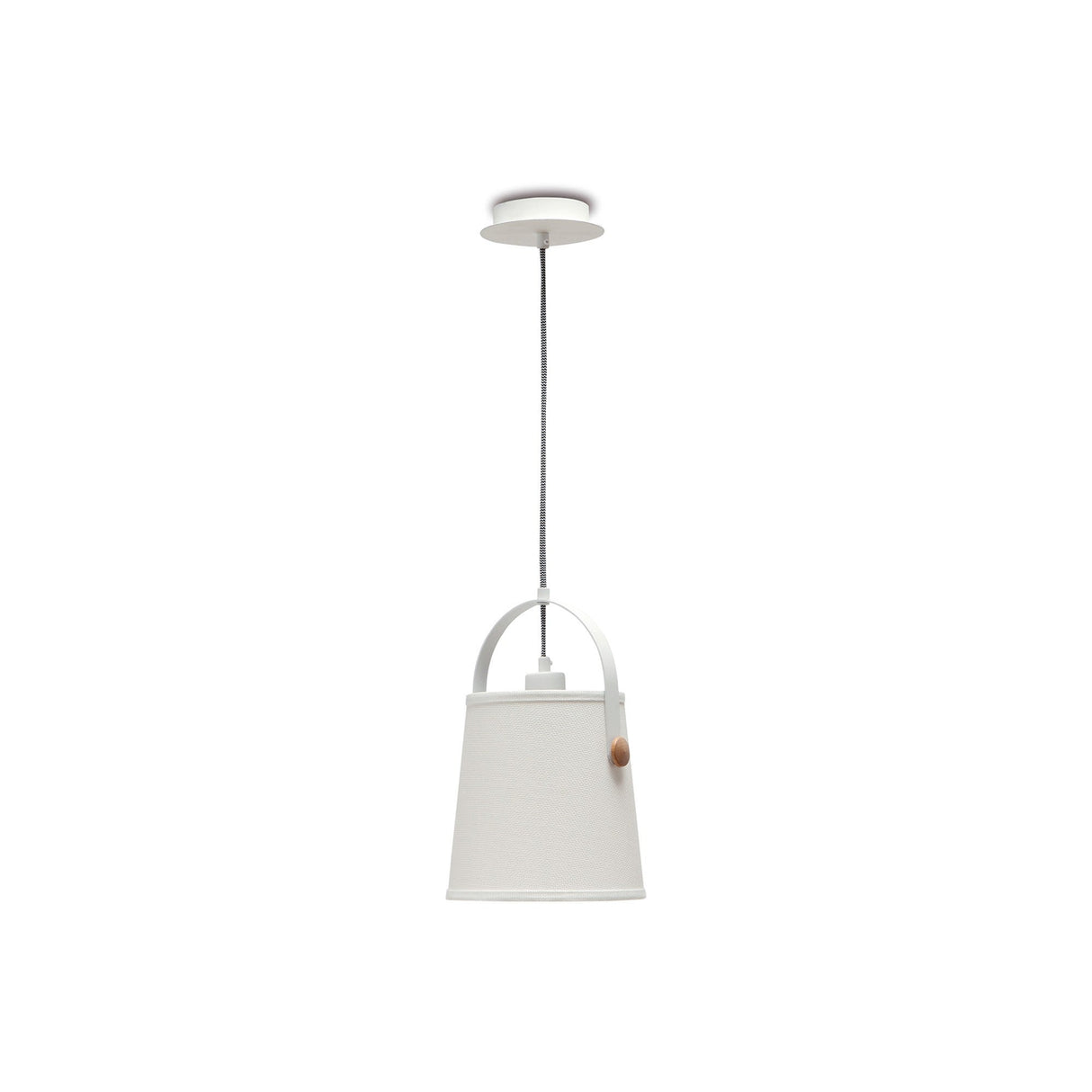 Nordica 20cm 1 Light Pendant Light - White & Beech With Ivory Shade