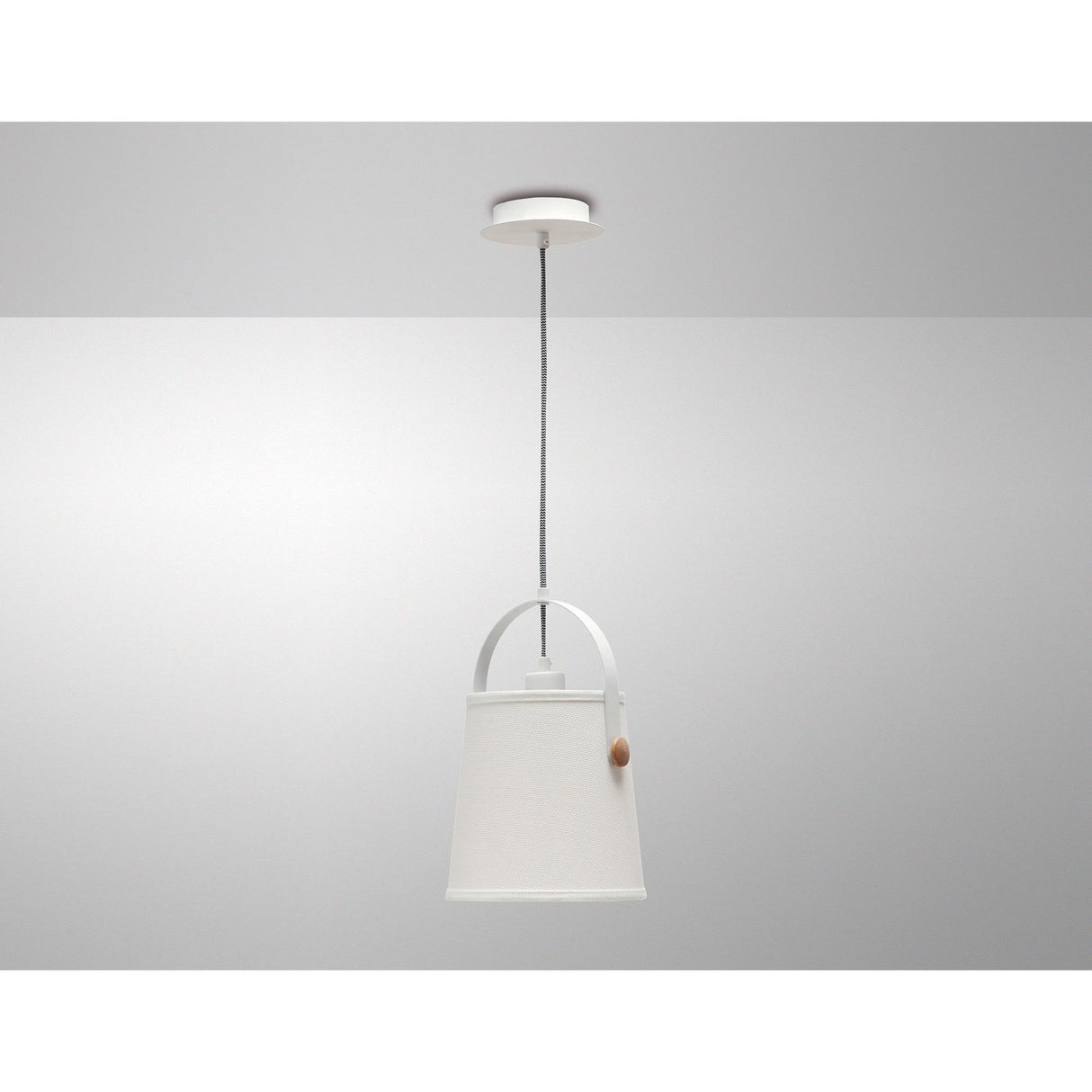 Nordica 20cm 1 Light Pendant Light - White & Beech With Ivory Shade
