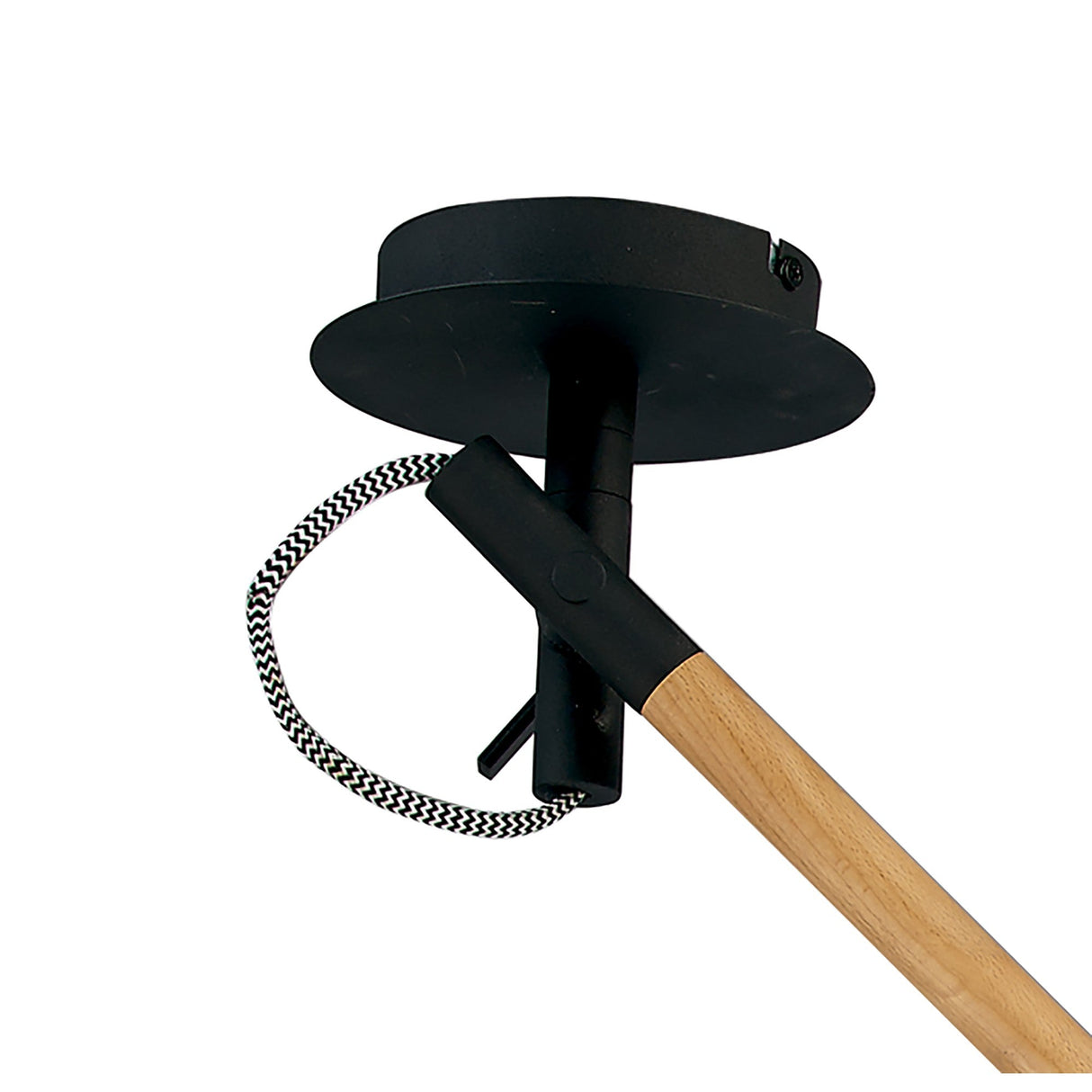 Nordica 1 Light Pendant Light - Black & Beech With Black Shade