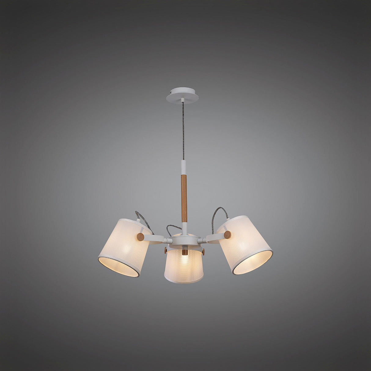 Nordica II 62cm 3 Light Chandelier - Beech With White Shades