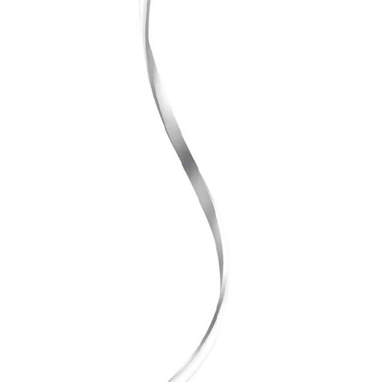 The Nur Dimmable LED Floor Lamp 20W 3000K in Silver & Chrome features a single, narrow metallic ribbon twisting in an elegant S-shape, adding stylish ambient lighting to any room.