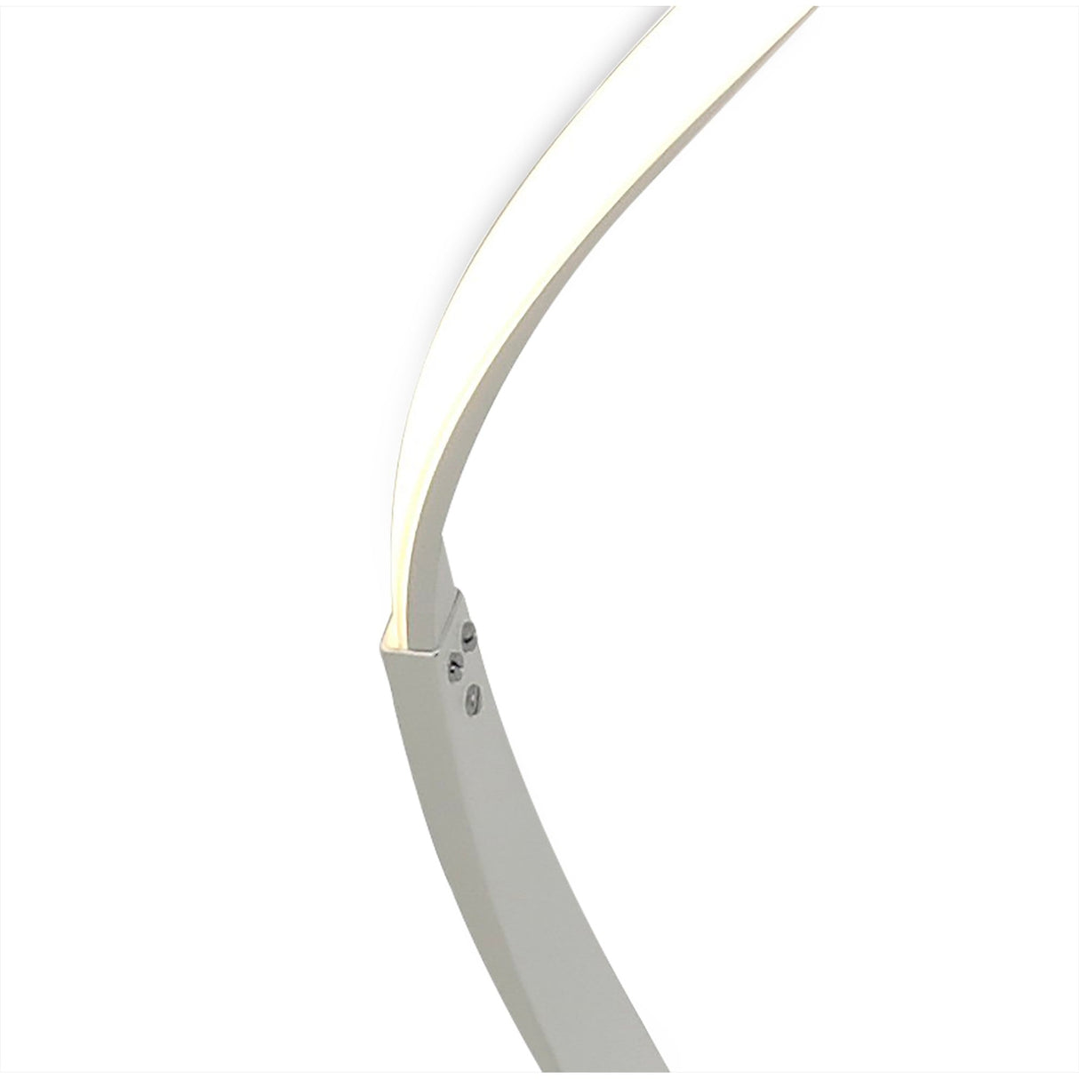 A close-up of the Nur Blanco XL Dimmable LED Floor Lamp (20W, 3000K) in a sculptural, modern curved design with a sleek white finish, pictured against a plain white background.