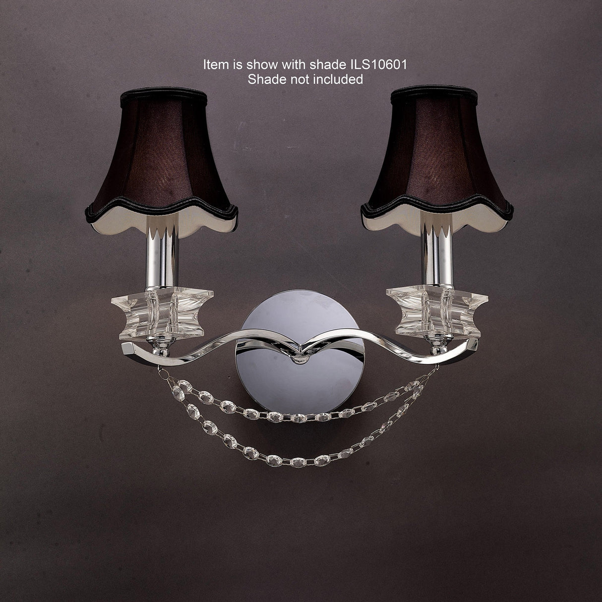 Nydia 2 Light Crystal Wall Light - Polished Chrome