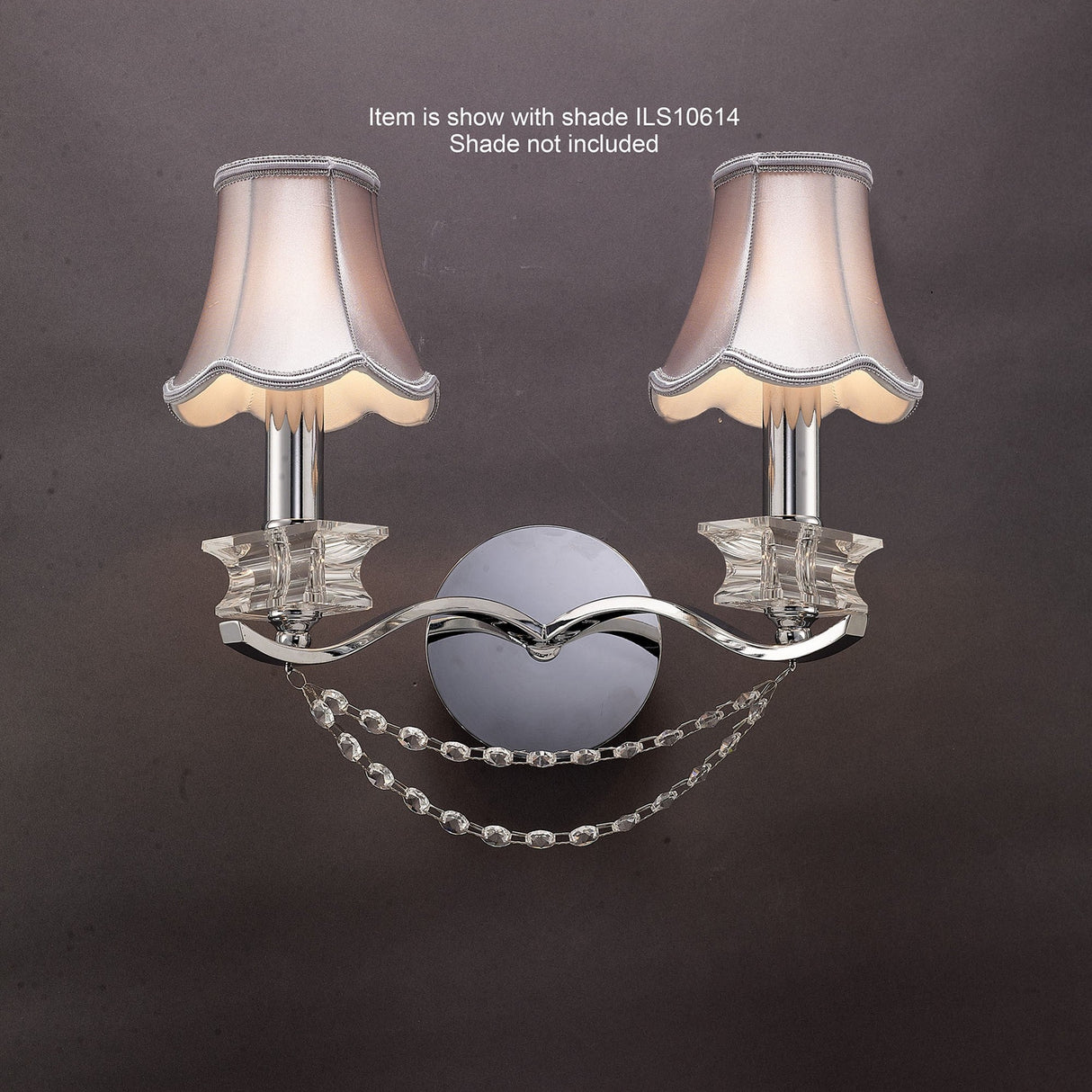 Nydia 2 Light Crystal Wall Light - Polished Chrome