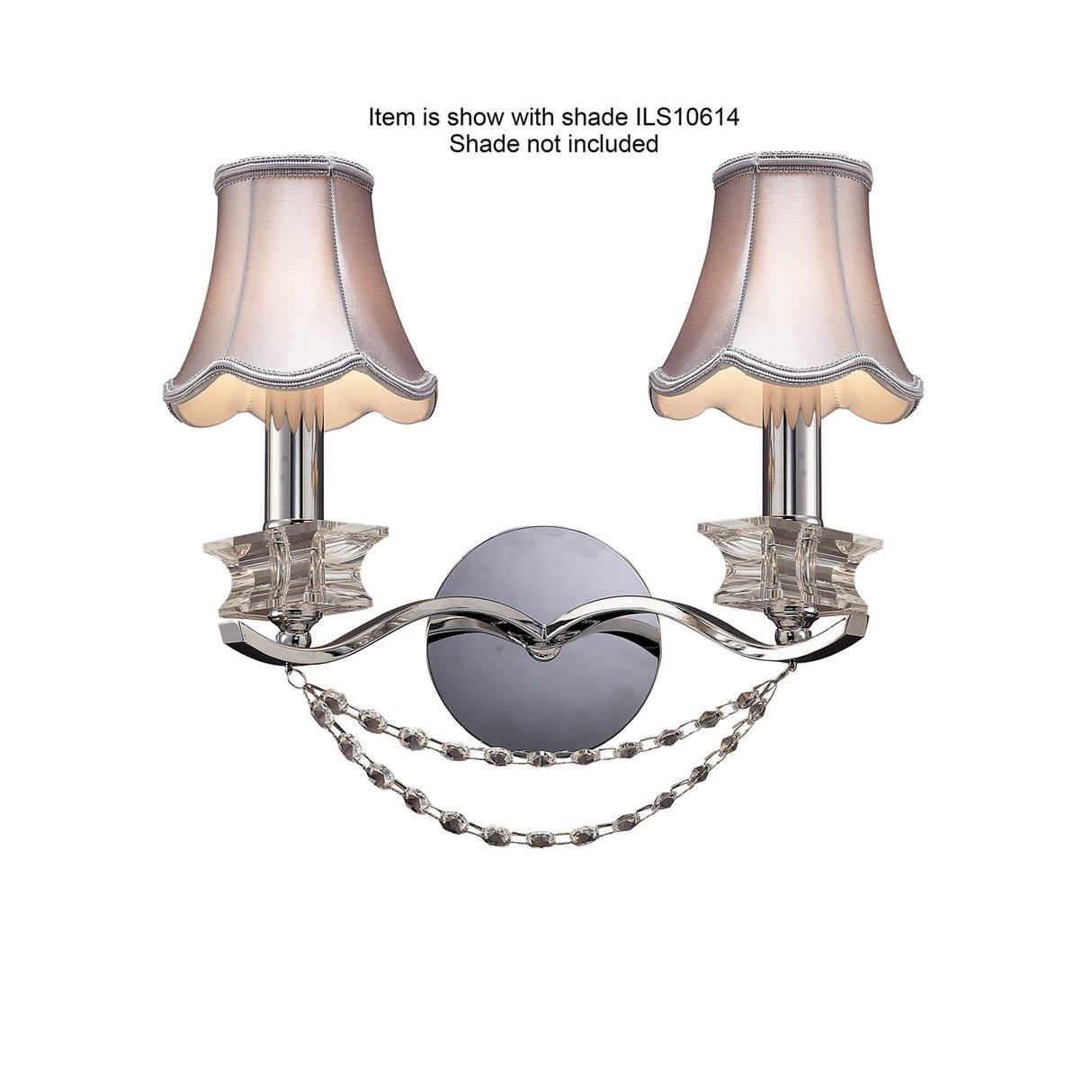 Nydia 2 Light Crystal Wall Light - Polished Chrome