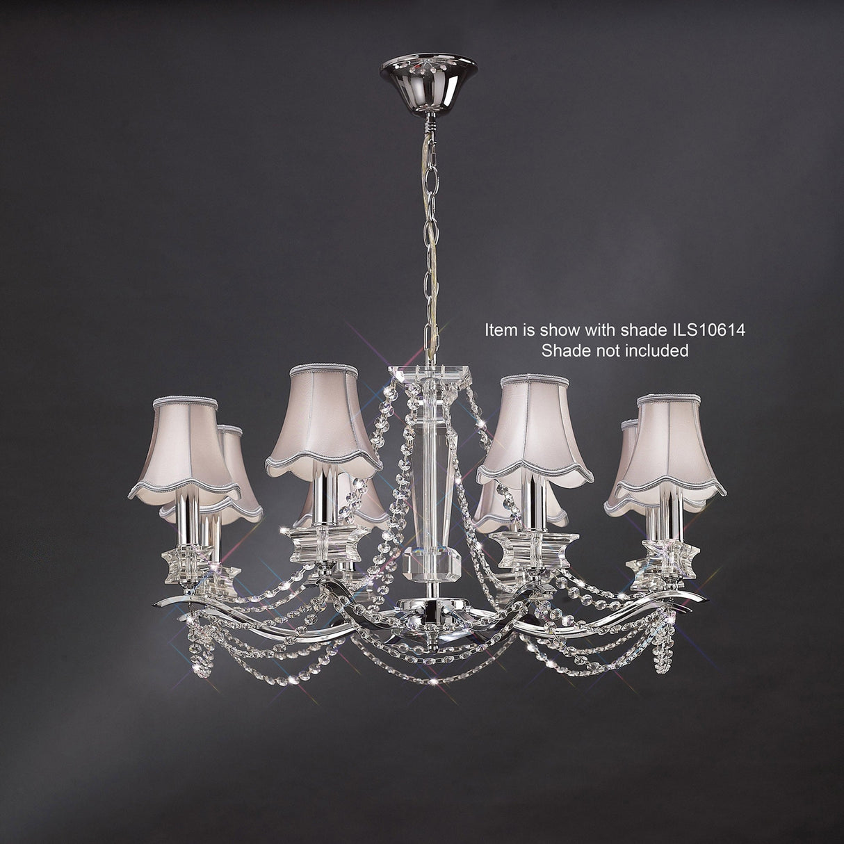 Nydia 75cm 8 Light Crystal Chandelier - Polished Chrome