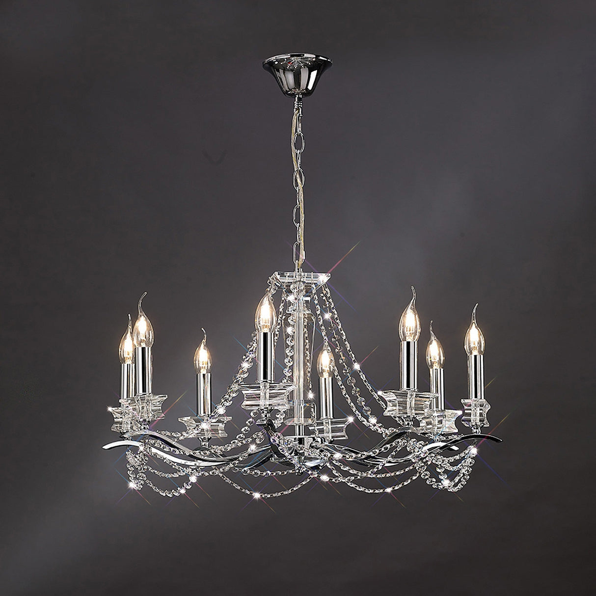 Nydia 75cm 8 Light Crystal Chandelier - Polished Chrome