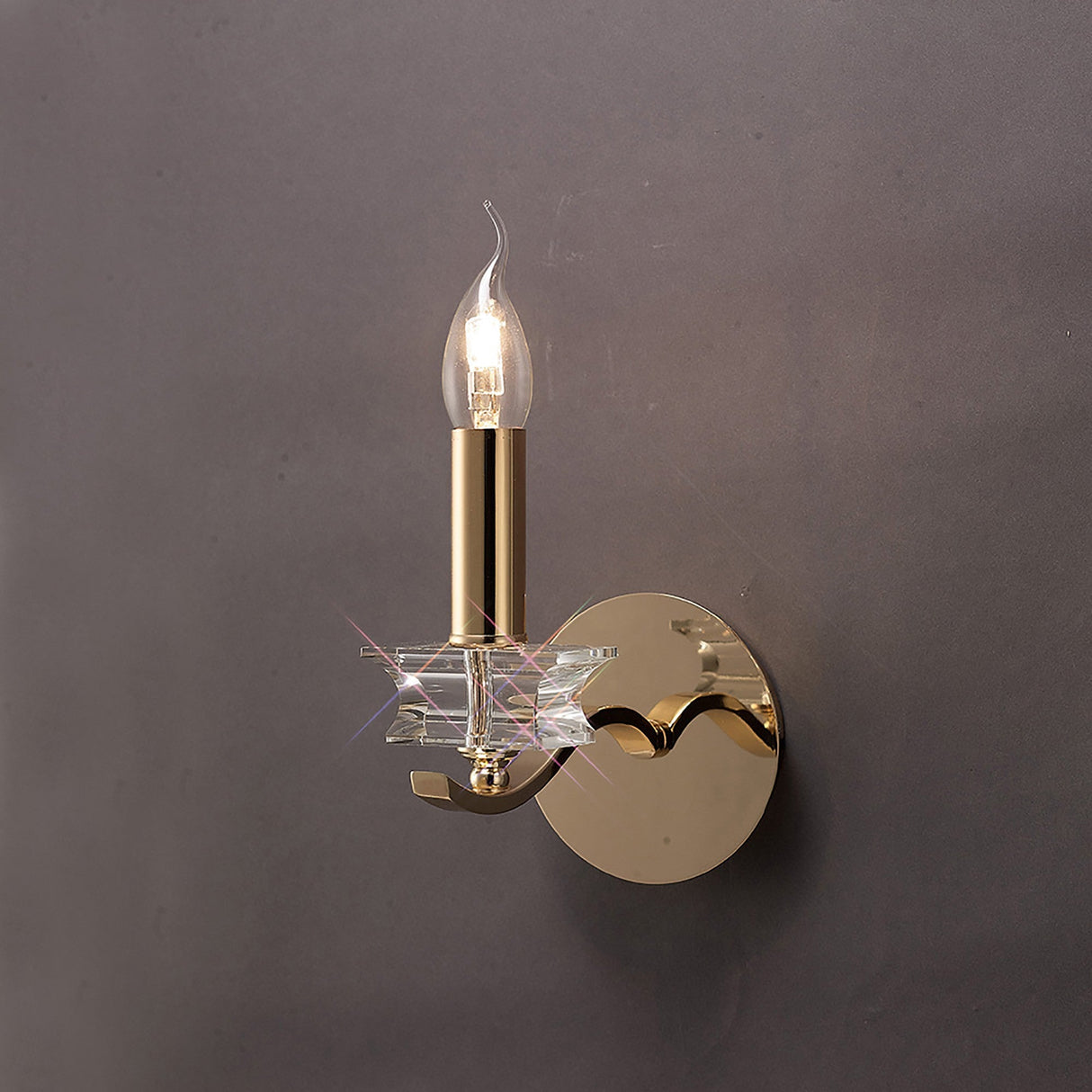 Nydia 1 Light Crystal Wall Light - French Gold