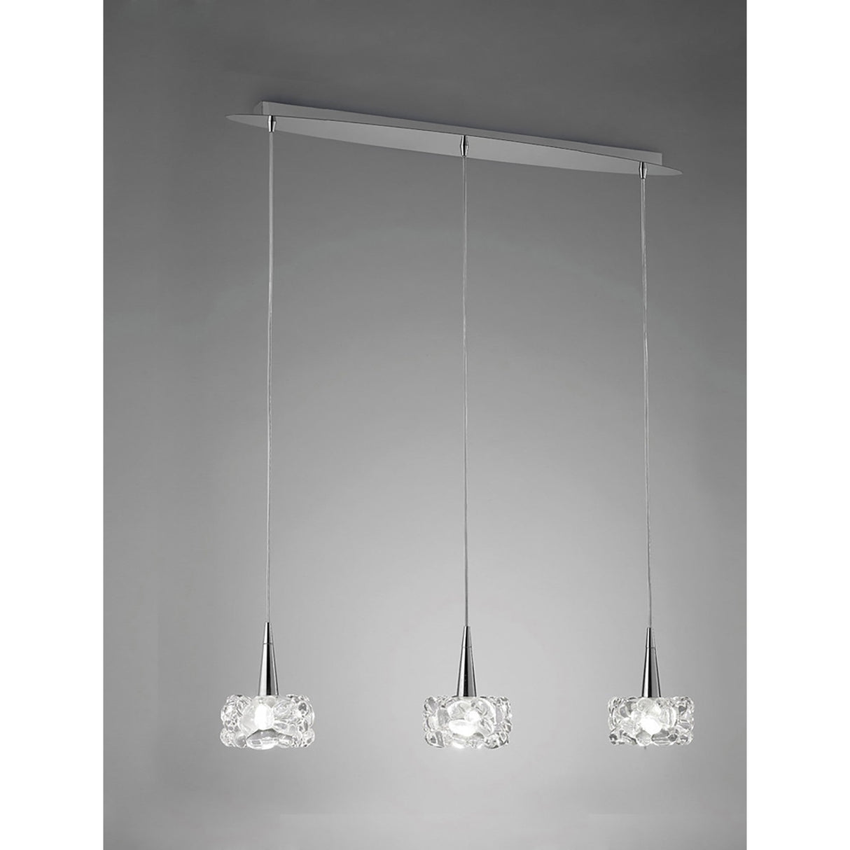 O2 Small 3 Light Bar Pendant Light - Polished Chrome