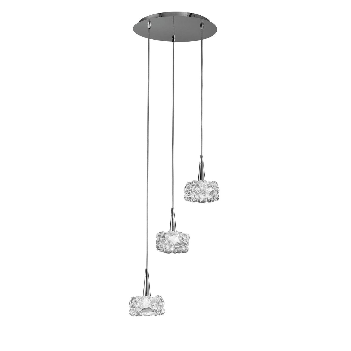 O2 3 Light Cluster Pendant Light - Polished Chrome