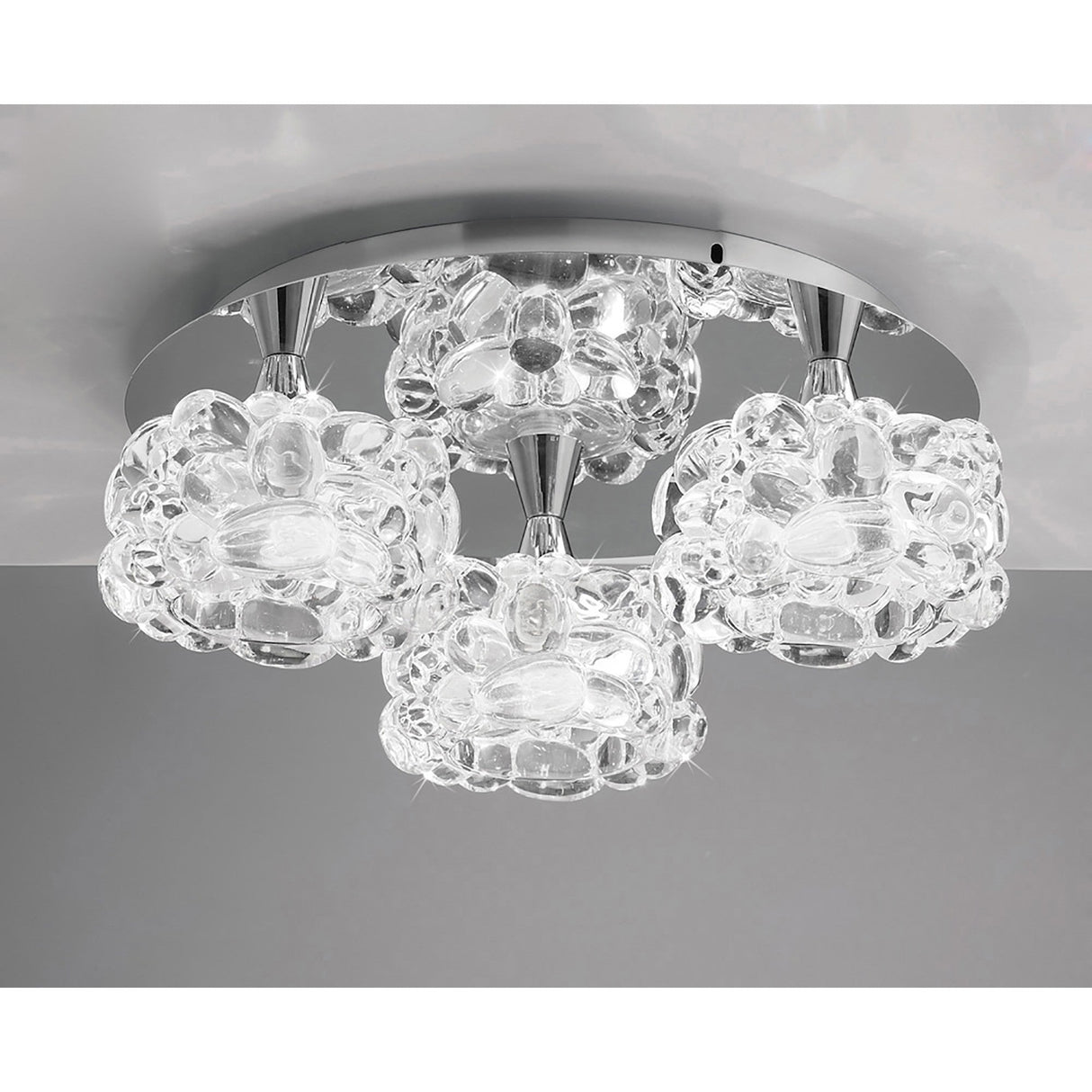 O2 Small 3 Light Semi-Flush Ceiling Light - Polished Chrome