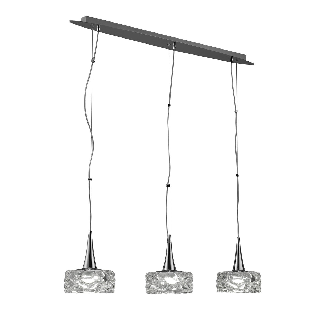 O2 Large 3 Light Bar Pendant Light - Polished Chrome