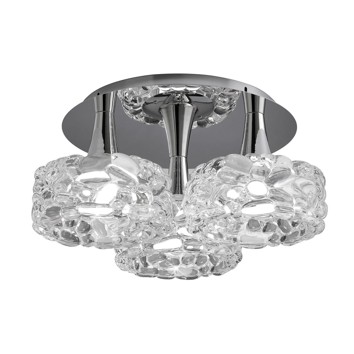 O2 Large 3 Light Semi-Flush Ceiling Light - Polished Chrome