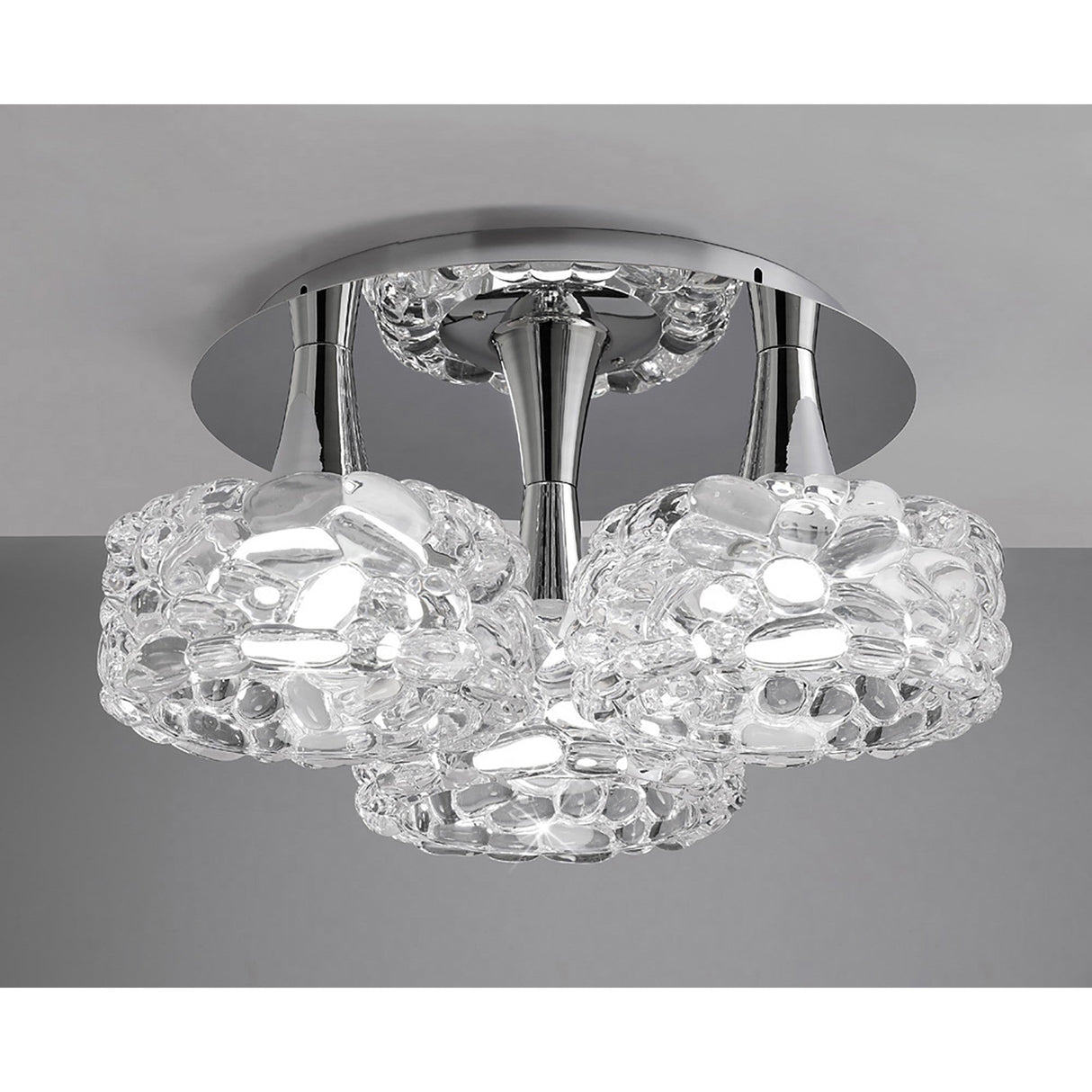 O2 Large 3 Light Semi-Flush Ceiling Light - Polished Chrome